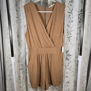 Dex “Miley”‎ Romper Dark Tan, Size Large, New With Tags, Brown Dex Romper Large